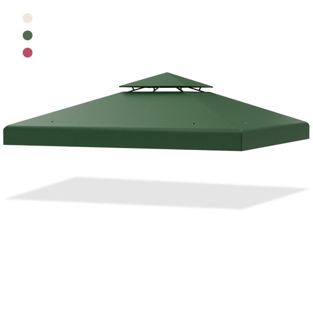 Northix Ersatz-Oberabdeckung 300 x 300 cm Terrassenüberdachung für Doppelstöckigen Pavillon Dunkelgrün  