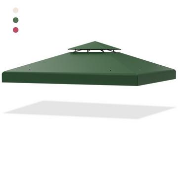 Ersatz-Oberabdeckung 300 x 300 cm Terrassenüberdachung für Doppelstöckigen Pavillon Dunkelgrün