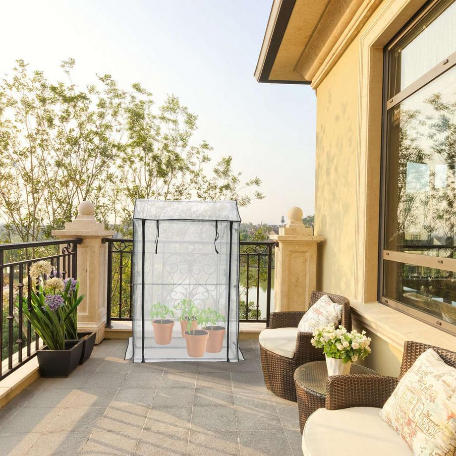 B2X Balkongewächshaus mit 4 Regalen  