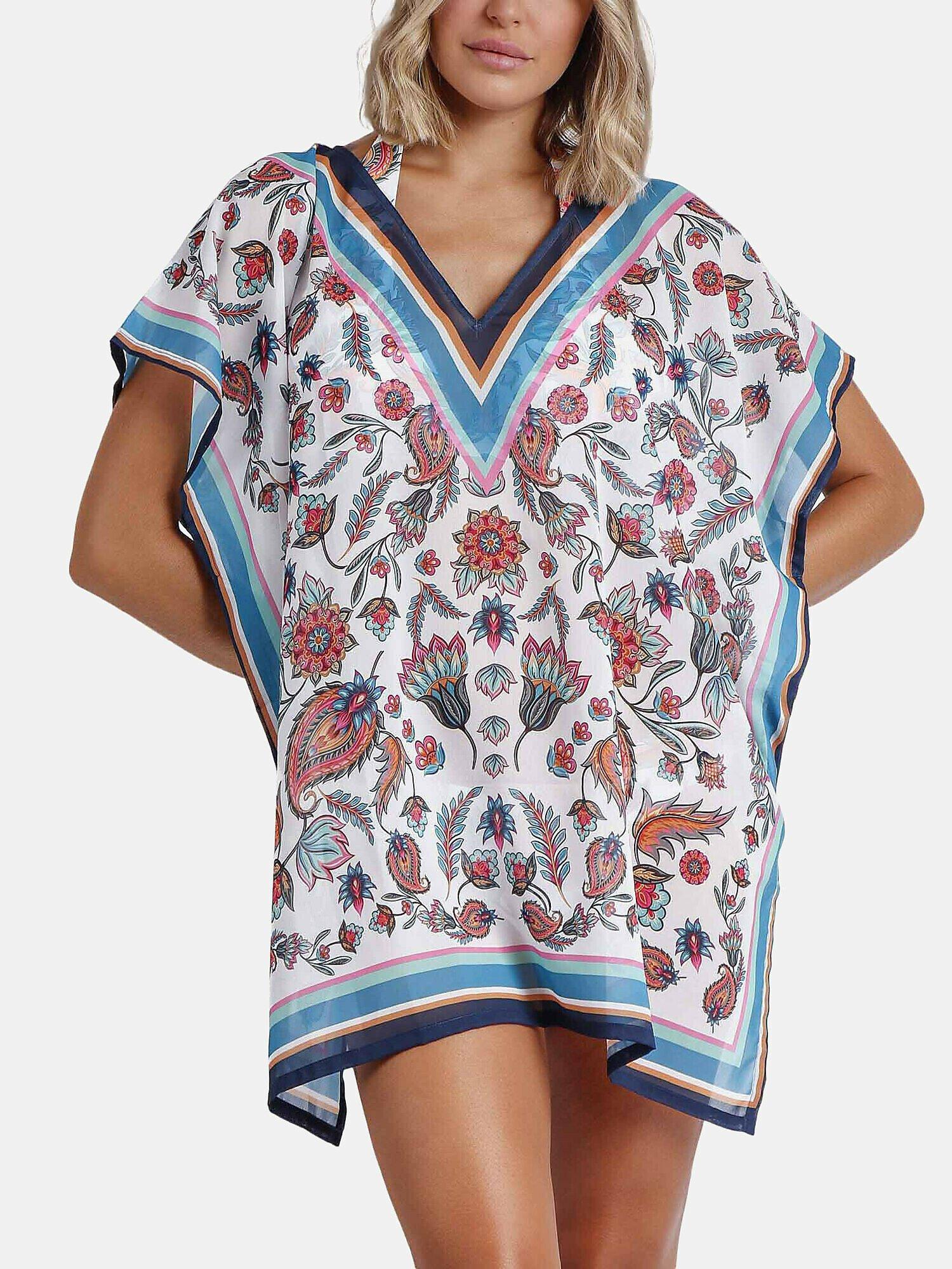 Image of Strandkaftan White Paisley Unisex Multicolor XL