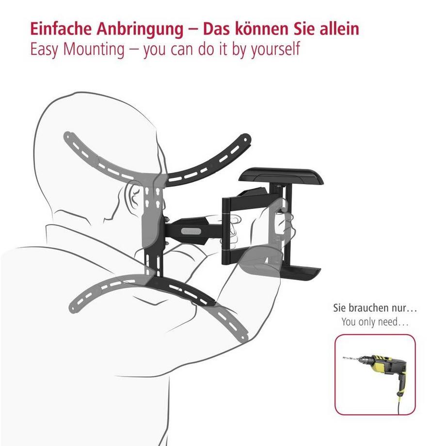 hama  Support mural TV, pivotant, inclinable, extensible, 191 cm (75″) à 45 kg 