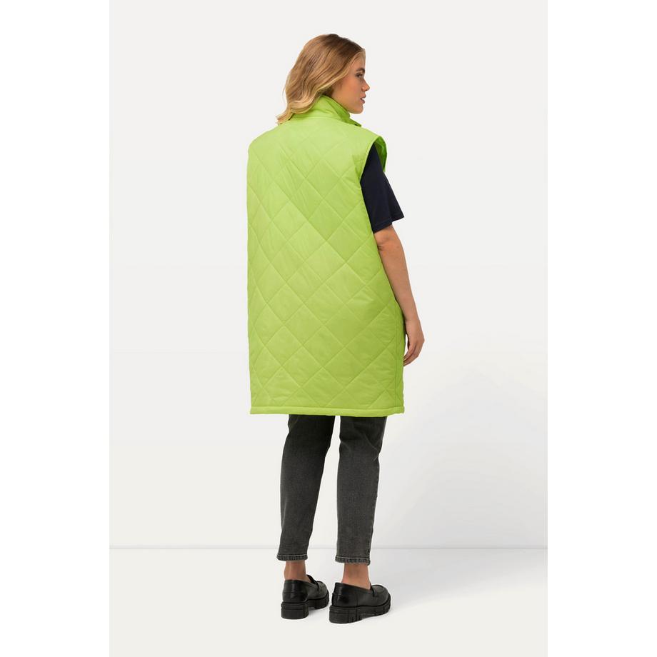 Ulla Popken Long Steppweste Stehkragen Zipper Zipptaschen  