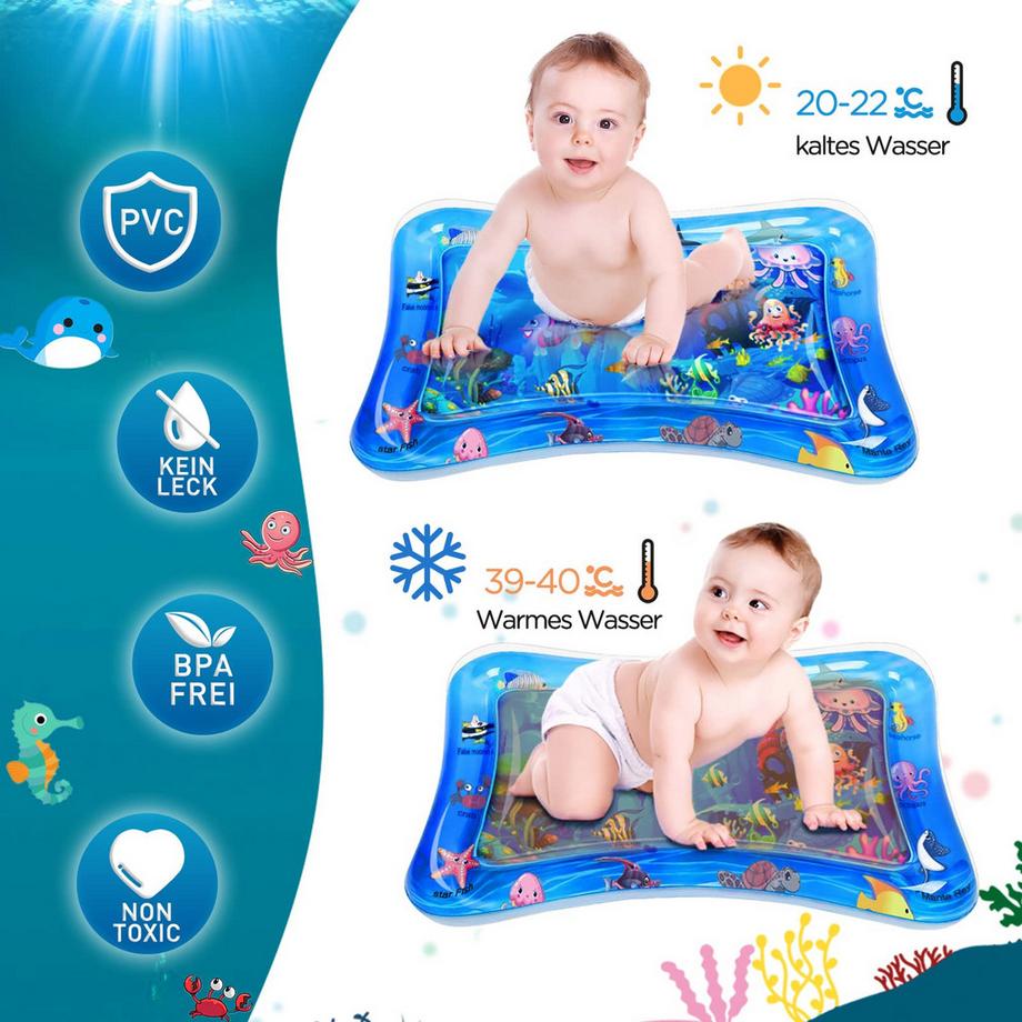 Activity-board Wassermatte Babyspielzeug, Wasserspielmatte BPA-frei, Spielmatte Baby, aufblasbare Bauchzeitmatte, lustige Aktivitäten Stimulieren Sie das Wachstum Ihres Babys  