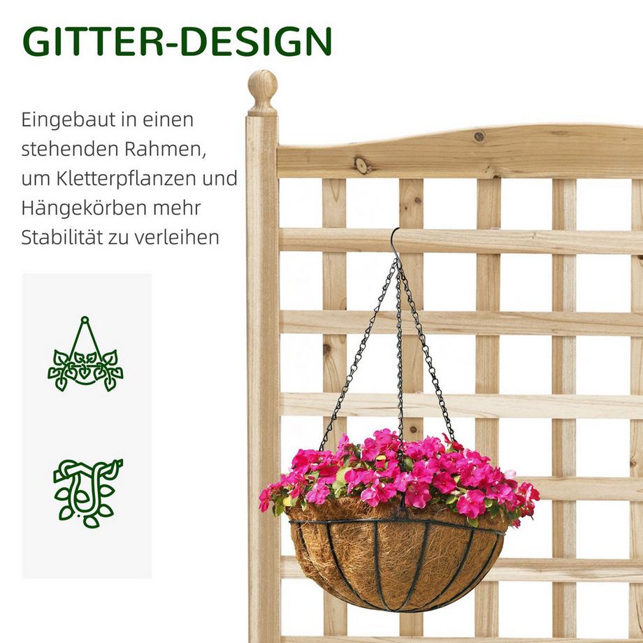 Northio Pflanzkasten Mit Rankgitter, Blumenkasten Für Kletterpflanzen, Holz, Natur, 64X28X120Cm  