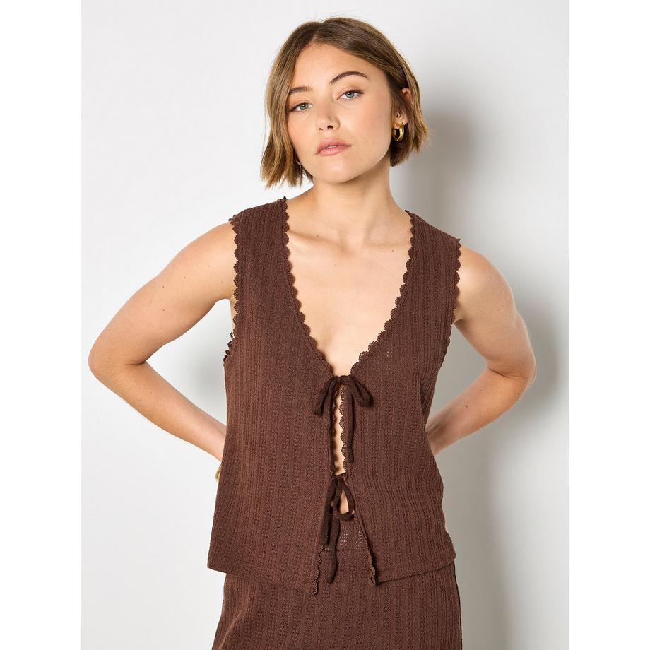 Gilet en maille pointelle