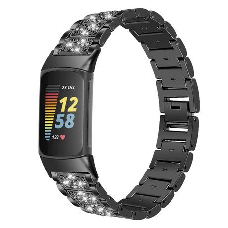 Cover-Discount  Fitbit Charge 5 - Acier Inoxydable Avec Bracelet En Strass 