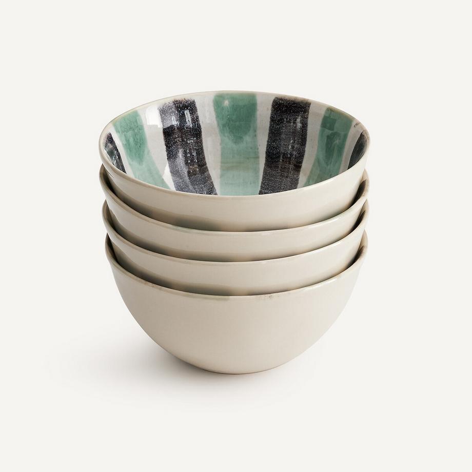 AM.PM Set aus 4 Müslischalen aus gestreiftem Steinzeug  