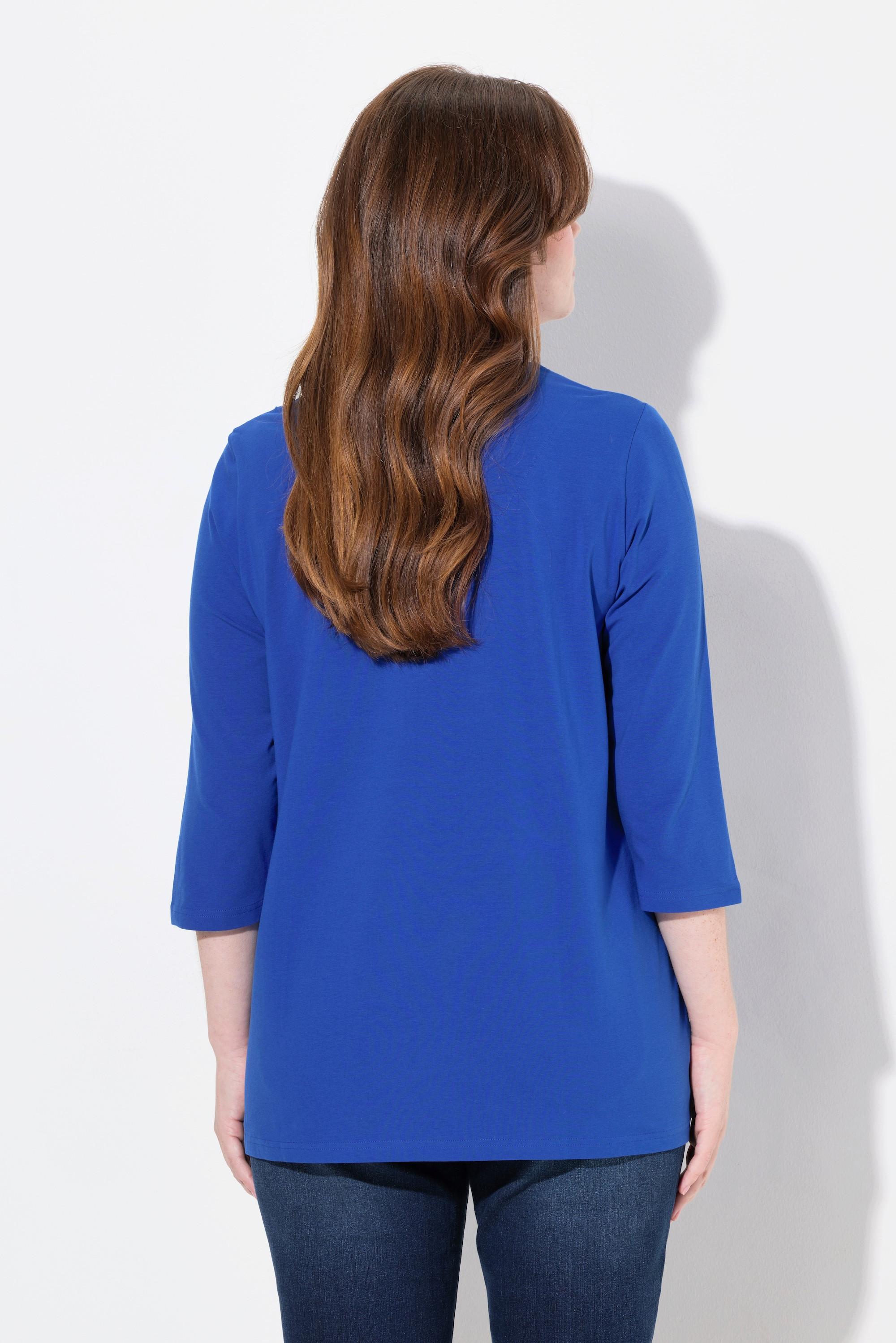 Ulla Popken Blüten A-Linie Tunika-Ausschnitt 3/4-Arm Shirt  