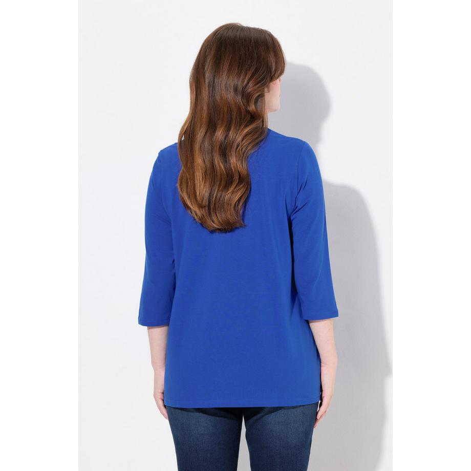 Ulla Popken Maglia floreale scollo a tunica maniche 3/4 taglio svasato  