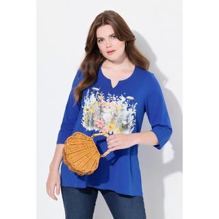 Ulla Popken Blüten A-Linie Tunika-Ausschnitt 3/4-Arm Shirt  