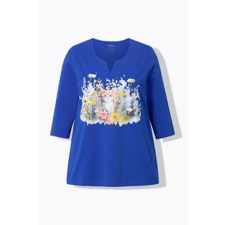 Ulla Popken Blüten A-Linie Tunika-Ausschnitt 3/4-Arm Shirt  