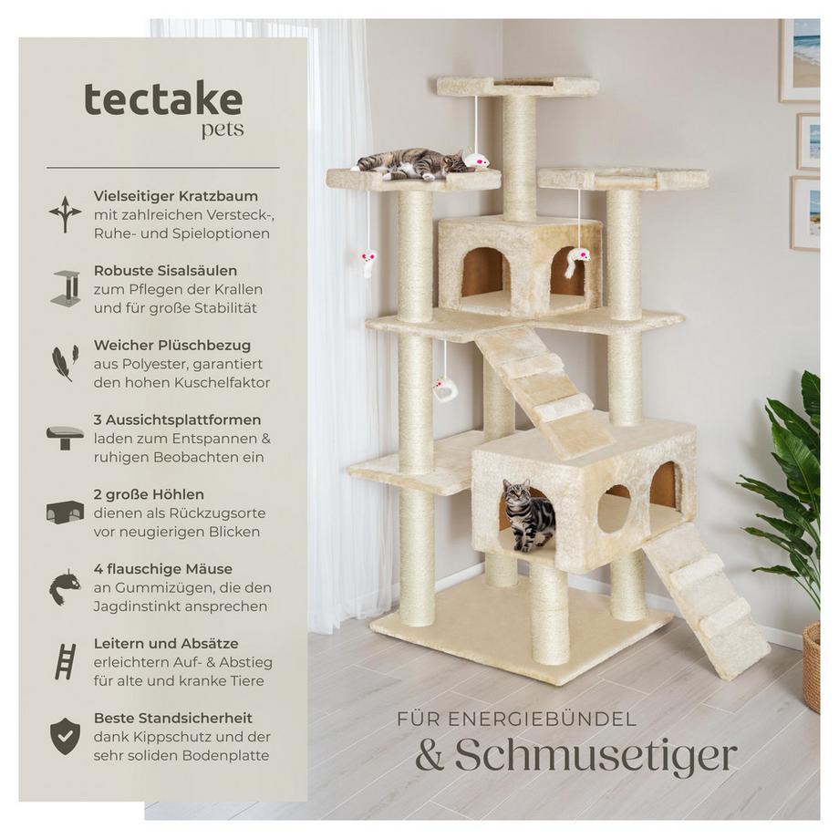 Tectake  Kratzbaum Knuti 186 cm Sisal 