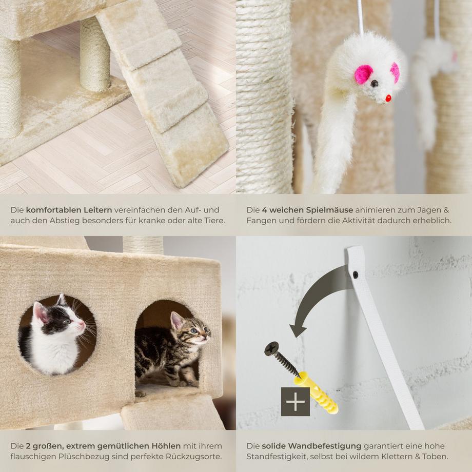 Tectake  Kratzbaum Knuti 186 cm Sisal 