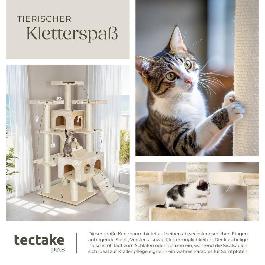 Tectake  Kratzbaum Knuti 186 cm Sisal 