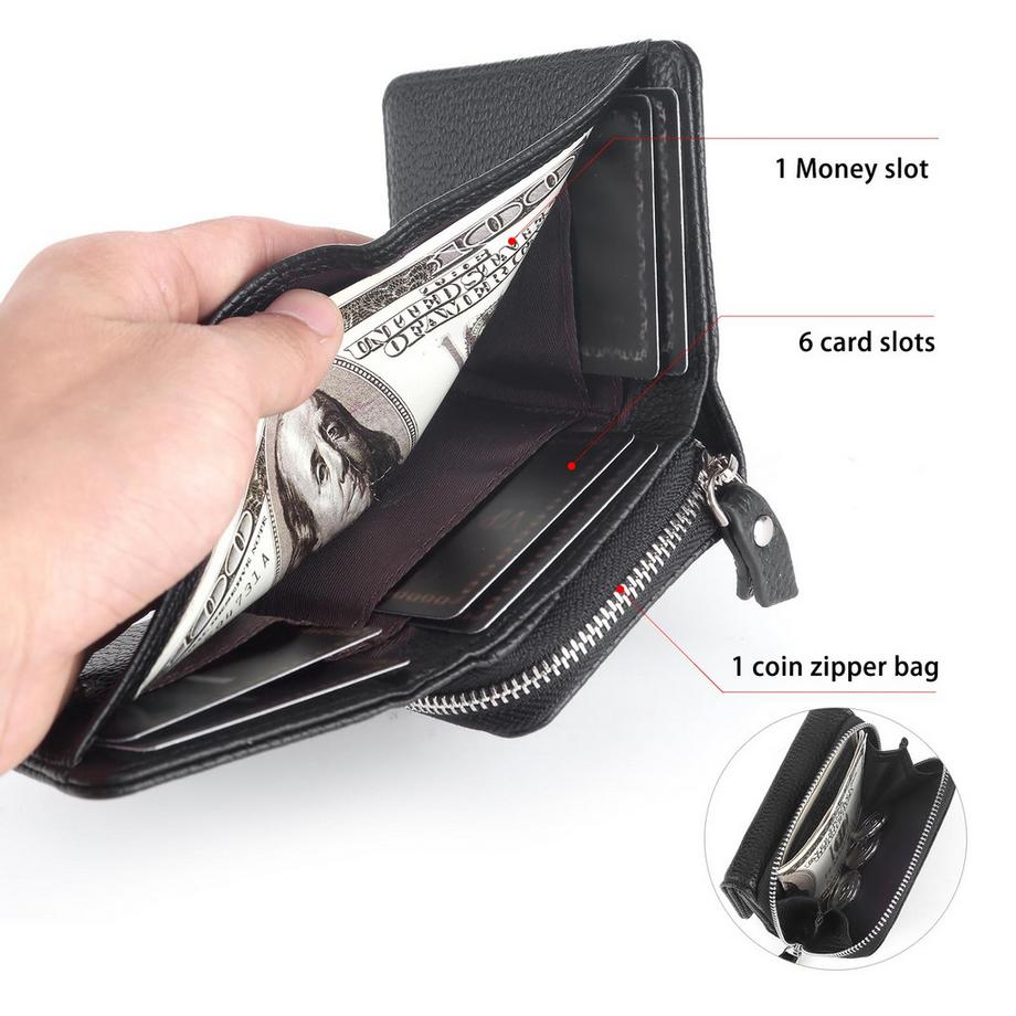 Only-bags.store Kleine Lederbrieftasche mit Reissverschluss  