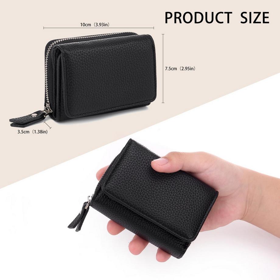 Only-bags.store Kleine Lederbrieftasche mit Reissverschluss  