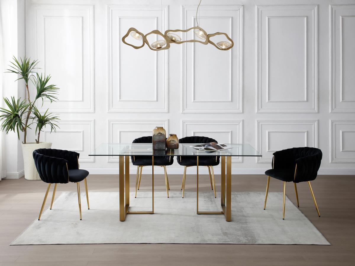 Vente-unique Sedia con braccioli in Velluto e Metallo Dorato Nero - Lotto di 6 - ELEGANO  