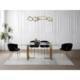 Vente-unique Sedia con braccioli in Velluto e Metallo Dorato Nero - Lotto di 6 - ELEGANO  