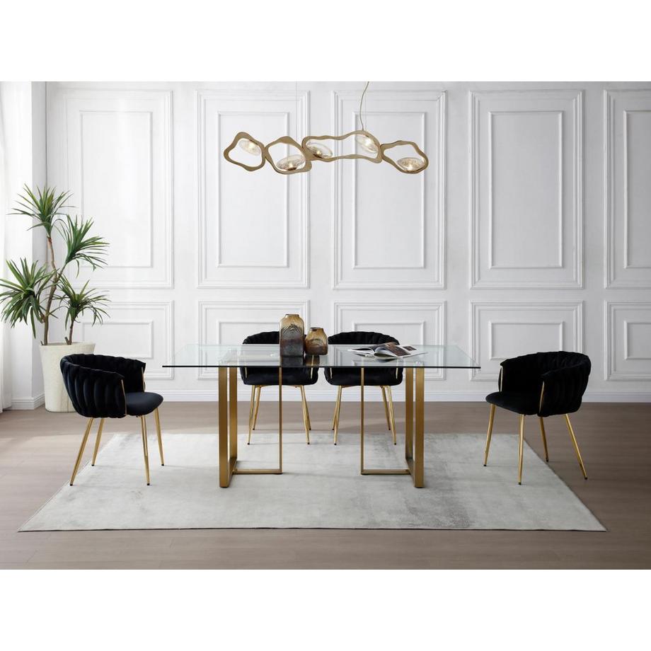 Vente-unique Sedia con braccioli in Velluto e Metallo Dorato Nero - Lotto di 6 - ELEGANO  