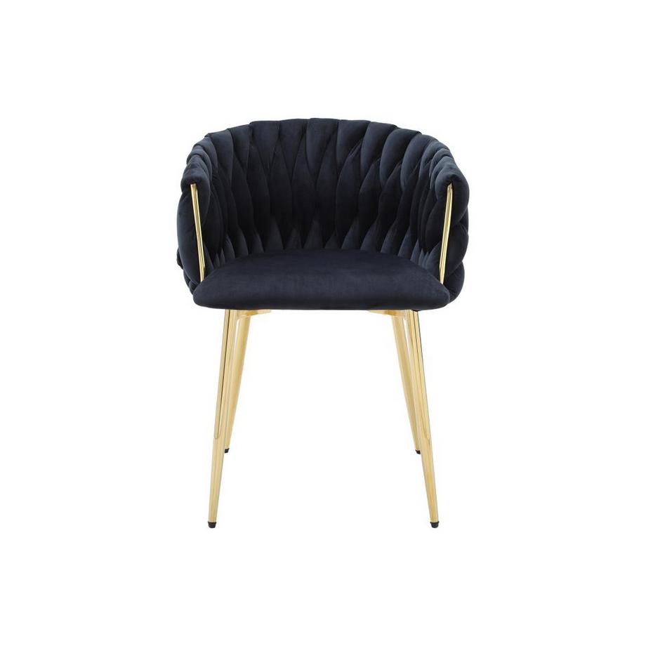 Vente-unique Sedia con braccioli in Velluto e Metallo Dorato Nero - Lotto di 6 - ELEGANO  