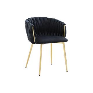 Vente-unique Sedia con braccioli in Velluto e Metallo Dorato Nero - Lotto di 6 - ELEGANO  