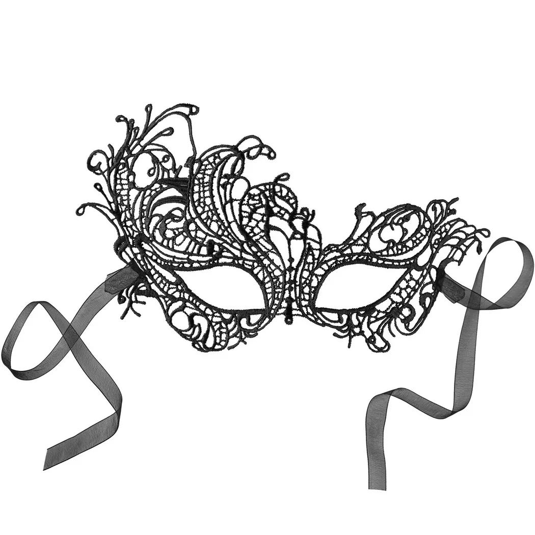 Tectake - Schwarze Spitzenmaske Pfau, One Size, Charcoal Black
