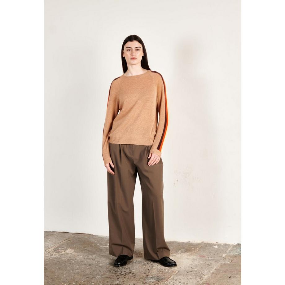 Studio Cashmere8 KELLY 30 Pull col rond en cachemire à manches rayées  