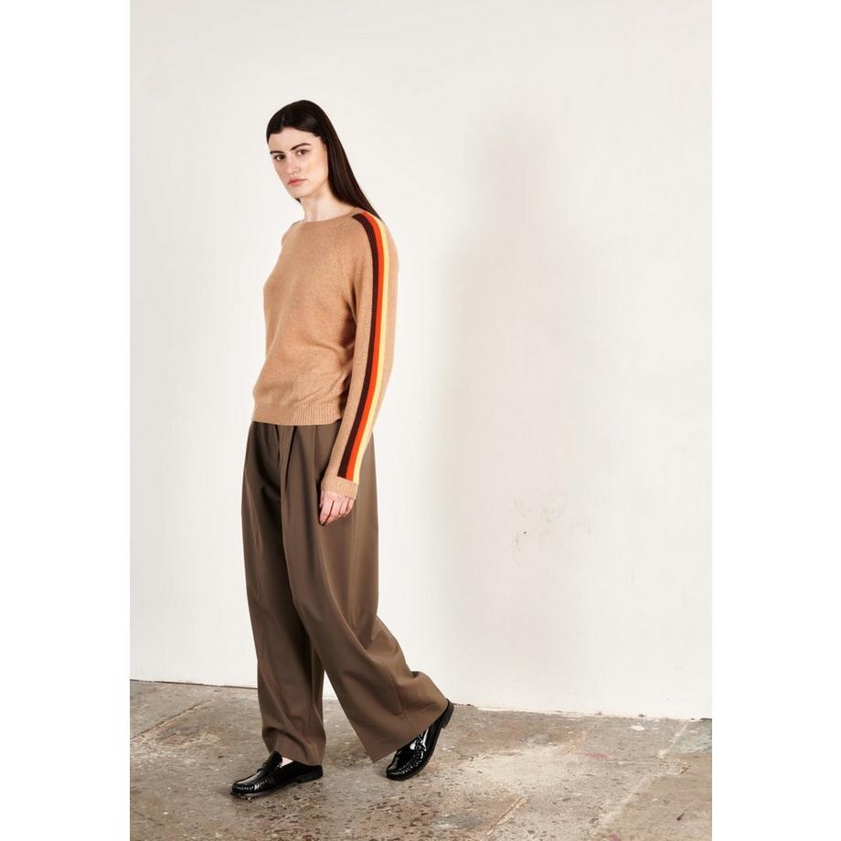 Studio Cashmere8 KELLY 30 Pull col rond en cachemire à manches rayées  