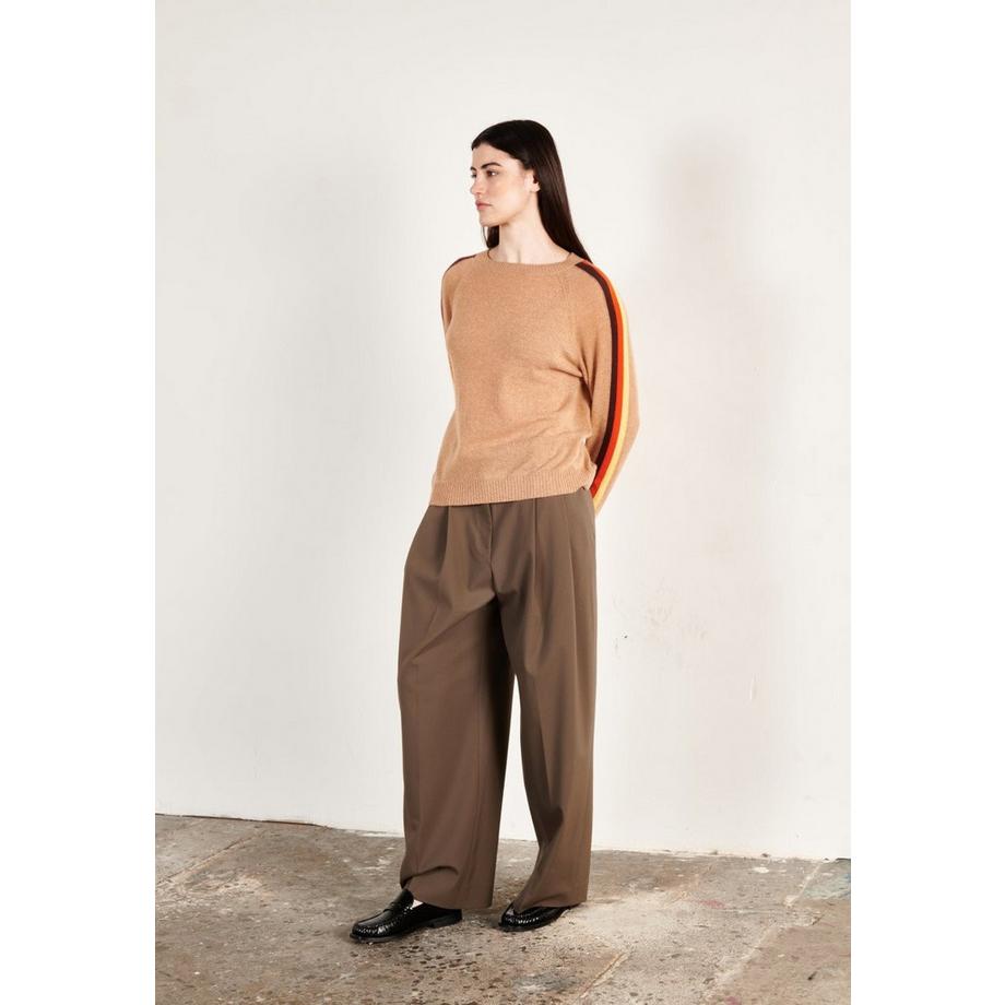 Studio Cashmere8 KELLY 30 Pull col rond en cachemire à manches rayées  