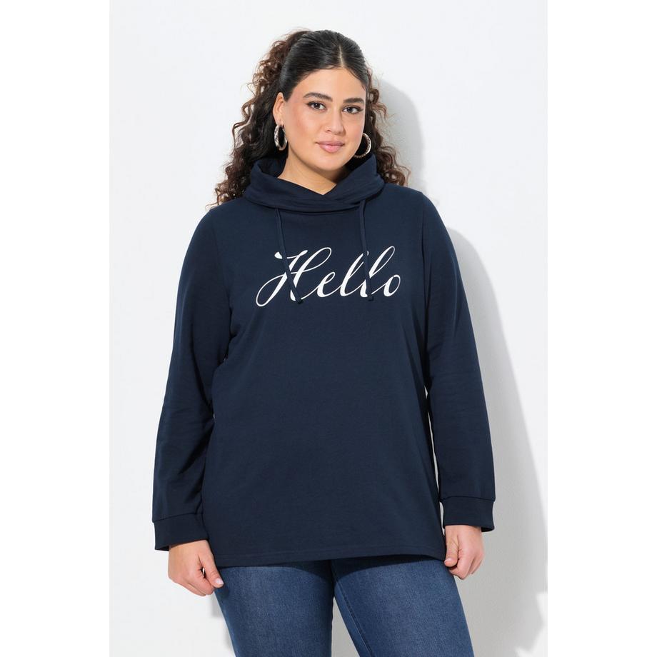 Ulla Popken Sweatshirt Classic Fit Hello Col Montant  