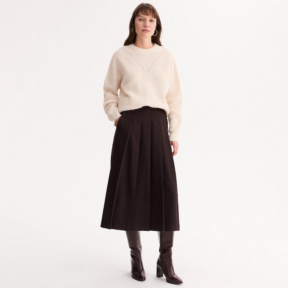 La Redoute Collections Pull col rond en grosse maille mélange laine et alpaga  