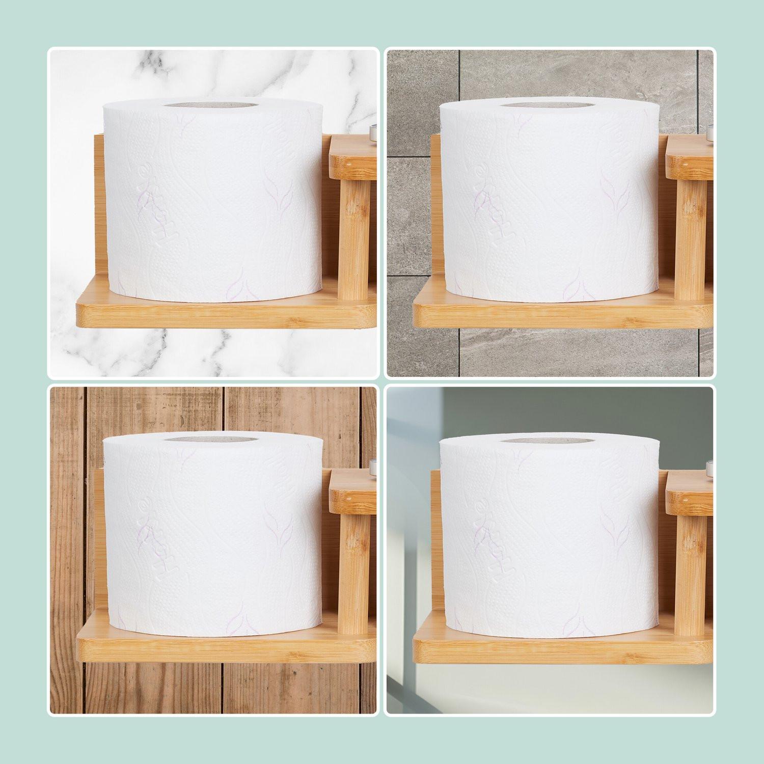 Northix Toilettenpapierhalter aus Bambus mit 2 Ablagen  