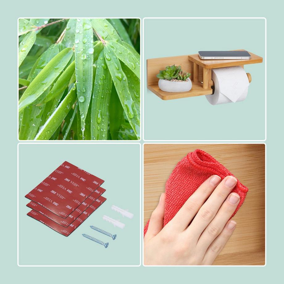 Northix Porta carta igienica in bambù a 2 ripiani  