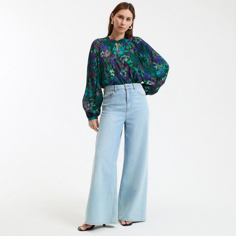 La Redoute Collections Langärmelige Blumen Stehkragenbluse  