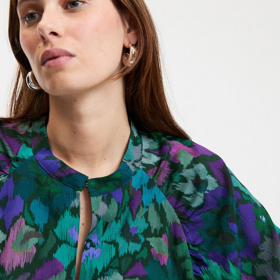 La Redoute Collections Langärmelige Blumen Stehkragenbluse  