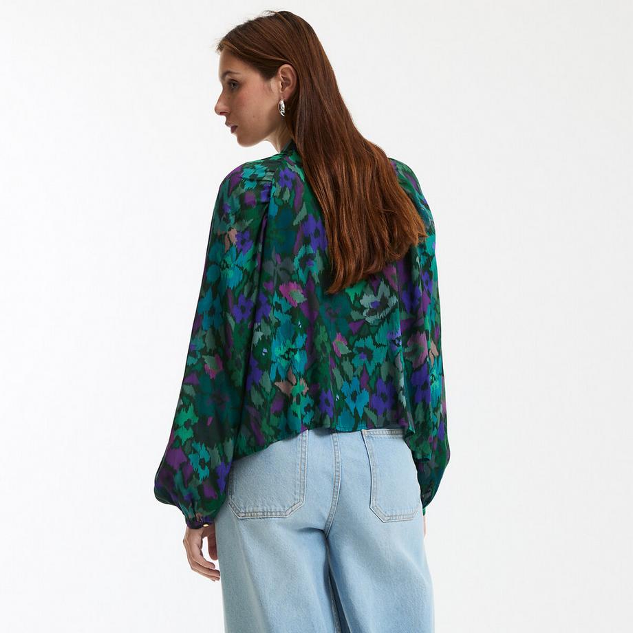 La Redoute Collections Langärmelige Blumen Stehkragenbluse  