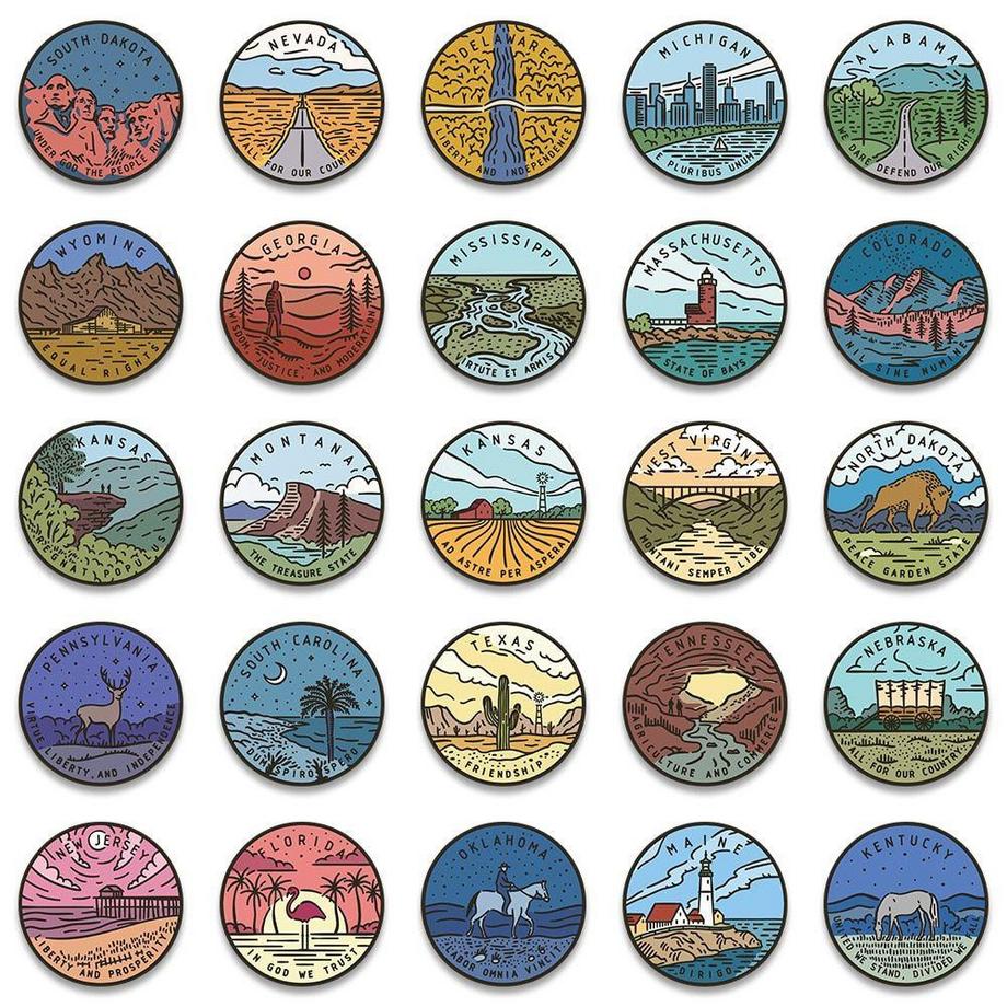 Gameloot Aufkleber - US-Bundesstaaten - 50 Stk  