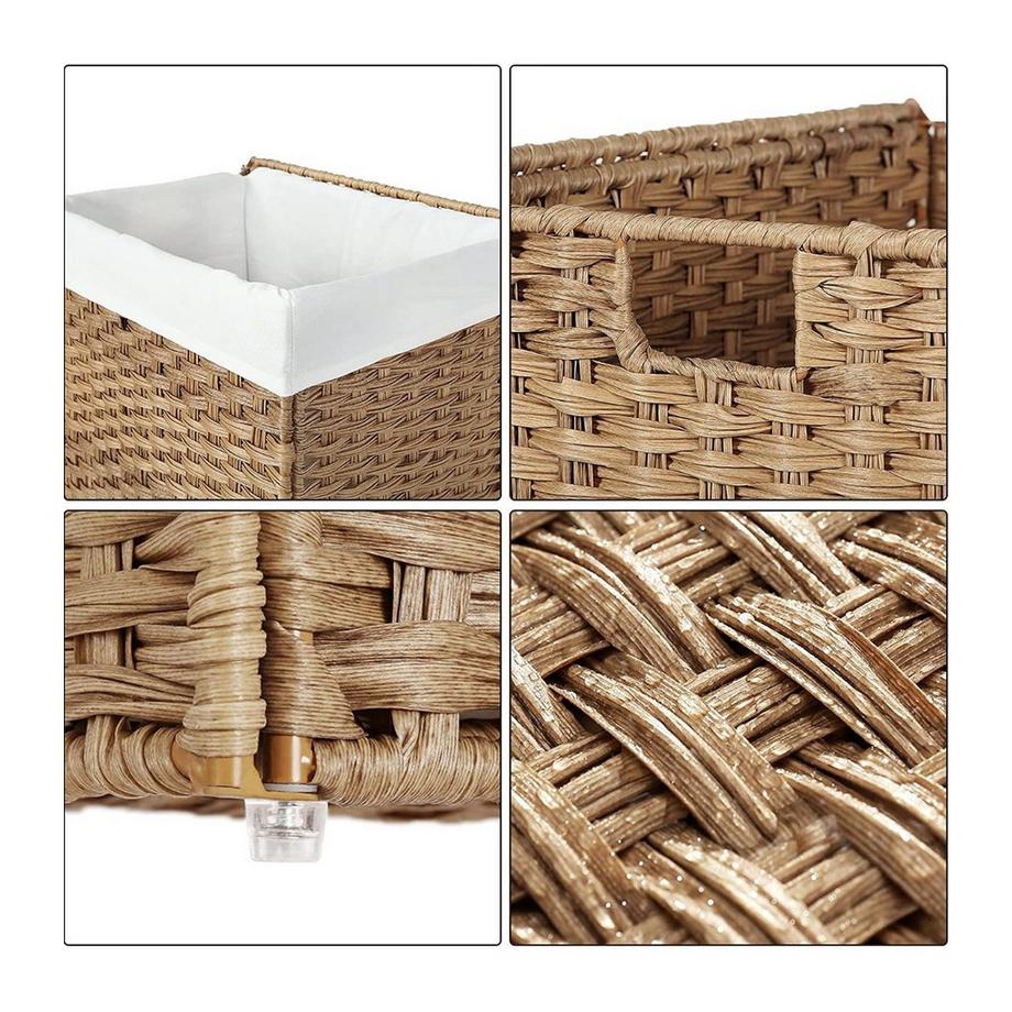 Calicosy Cesto per la biancheria in rattan intrecciato a mano con fodera rimovibile  