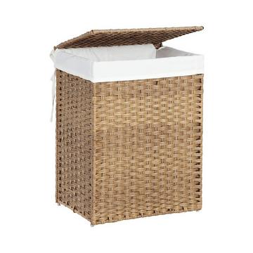 Handgewebter Wäschekorb aus Rattan mit herausnehmbarer Einlage