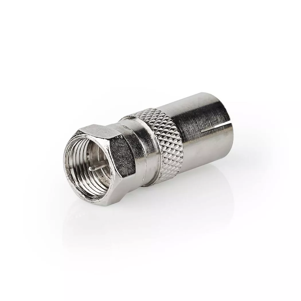 Nedis - Satelliten- & Antennenadapter | F Stecker | IEC (Koax) Buchse | Vernickelt | 75 Ohm | Gerade | Metall | Silber | 1 St. | Box, One Size