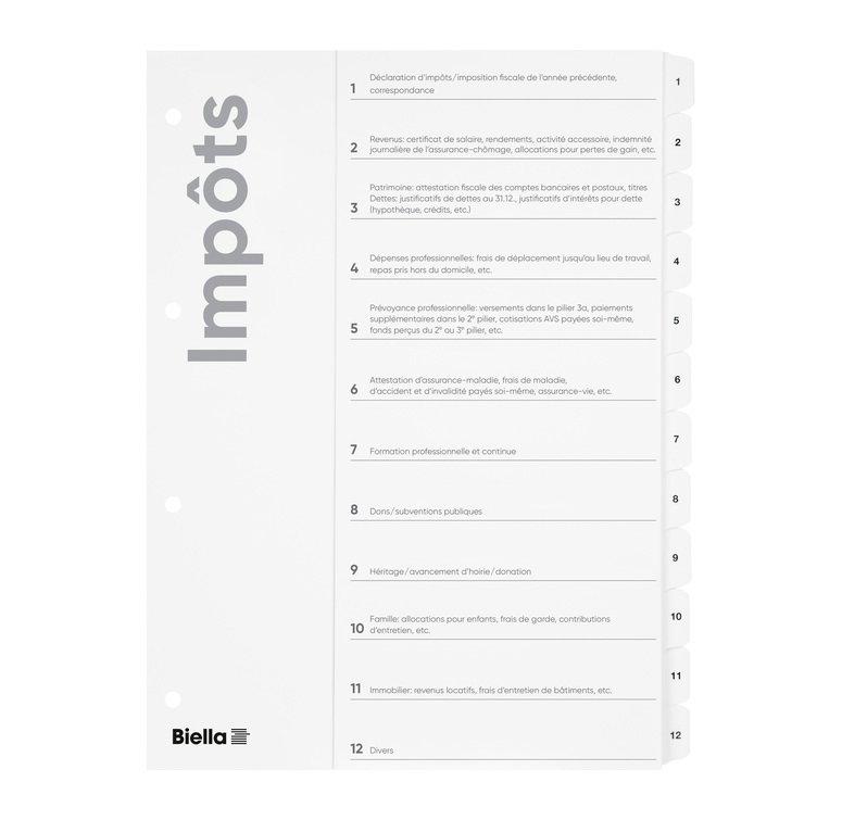 Image of Kartonregister Steuern, Teilung 1-12 - X 10 Unisex Weiss A4