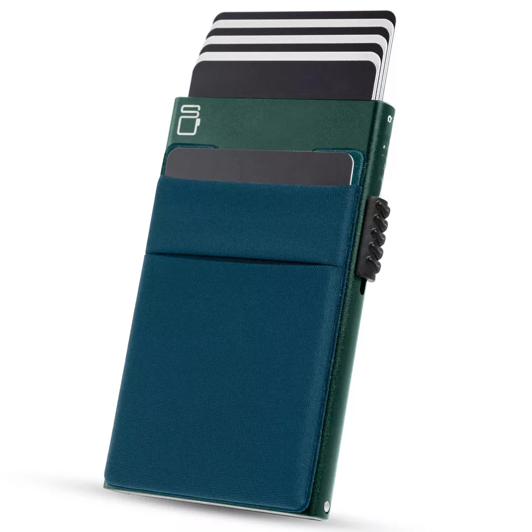 Only-bags.store - Kartenhalter mit Münzfach | Credit Card Holder Slim Wallet | Kartenhalter mit RFID-Geldbörse | Mini-Kreditkartenhalter Modern aus Aluminium, für Damen, Blau, Größe Onesize