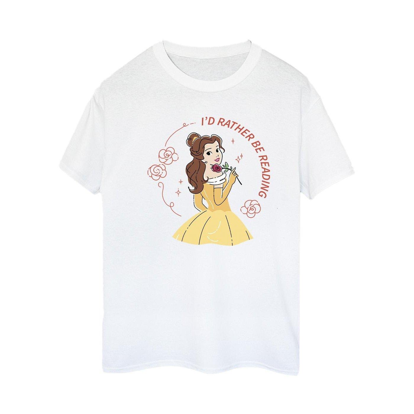 Image of Beauty And The Beast I'd Rather Be Reading Tshirt Damen Weiss L