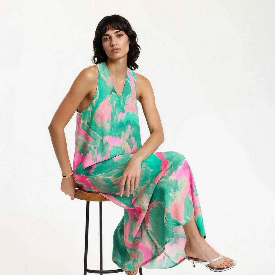 La Redoute Collections Ärmelloses V-Ausschnitt Maxikleid mit Grafikprint  