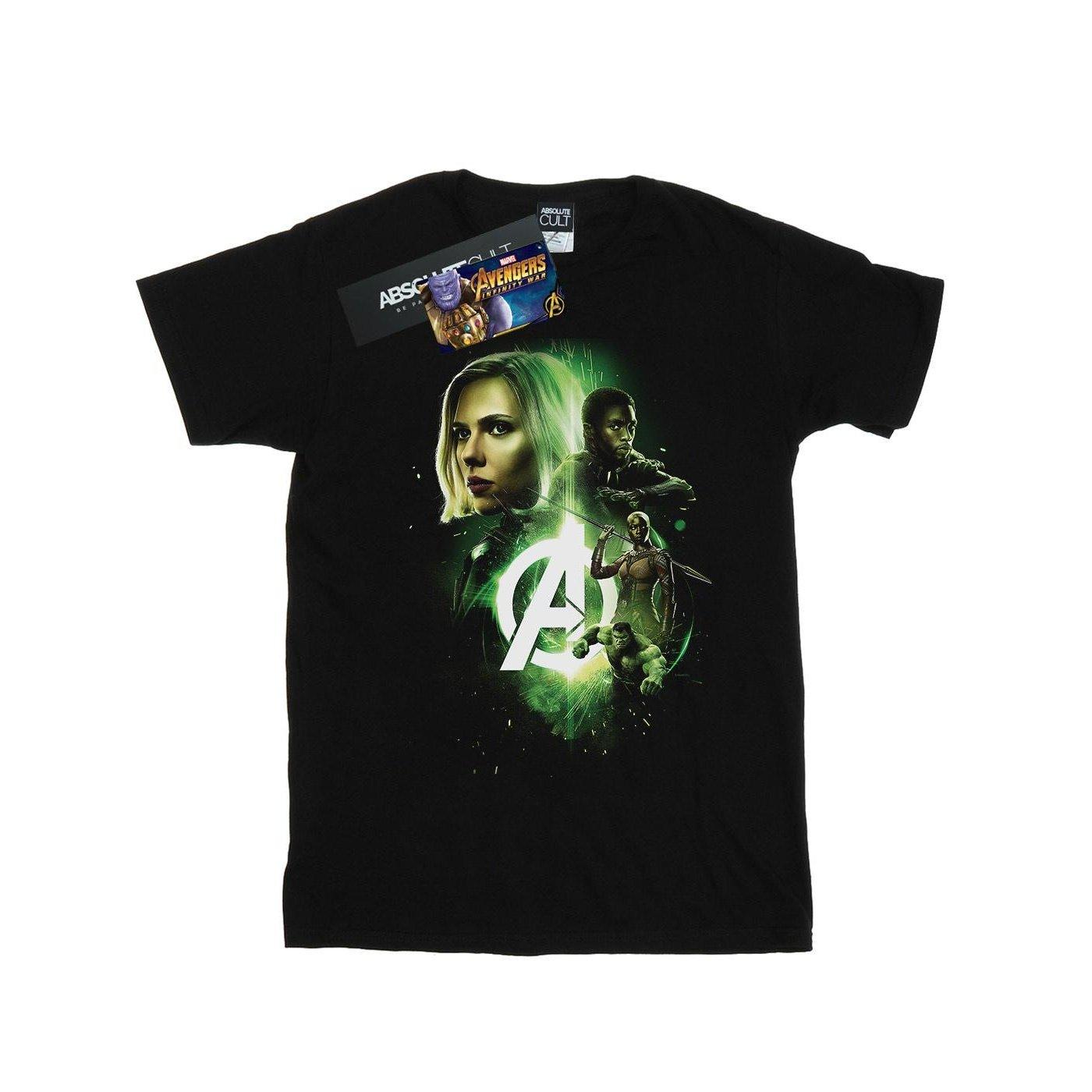 Image of Avengers Infinity War Widow Panther Team Up Tshirt Herren Schwarz M