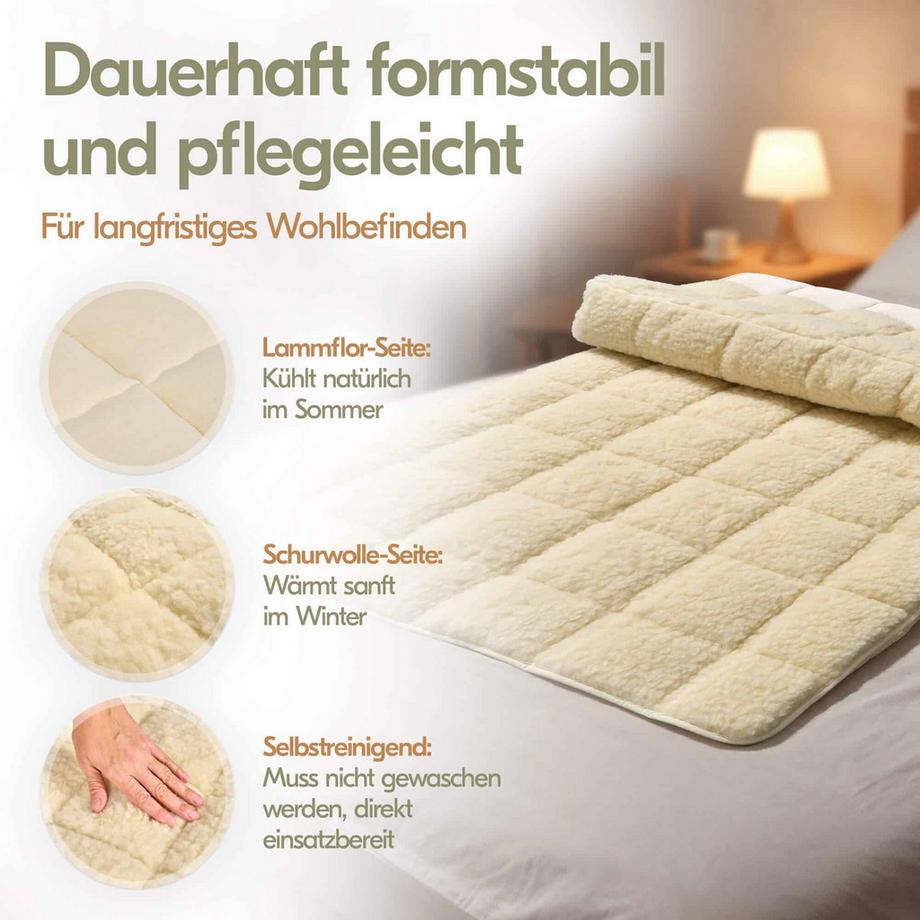 Mara Vital Surmatelas chaud en laine vierge et velours d'agneau  