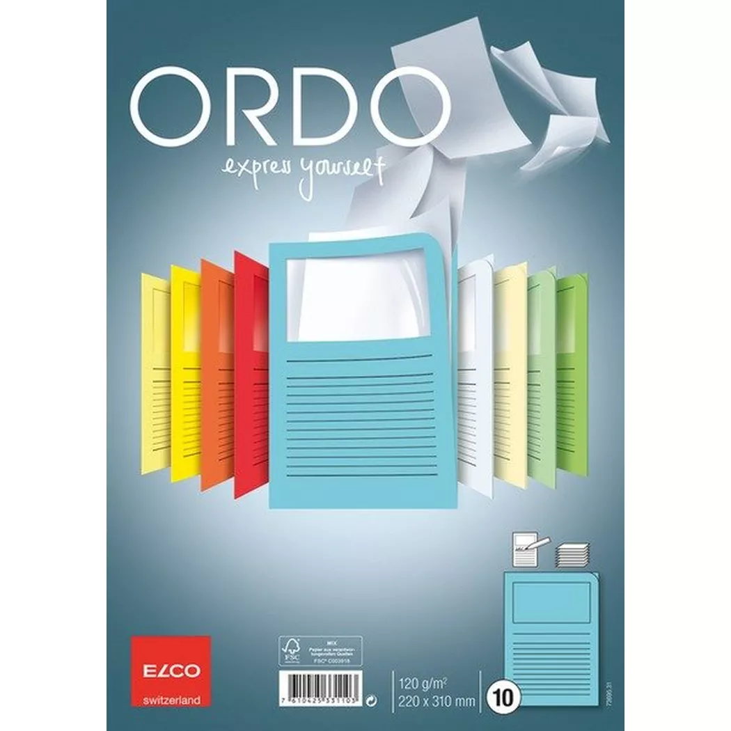 elco – Organisationsmappen Ordo A4 73695.31 blau, Fenster 10 Stück, One Size