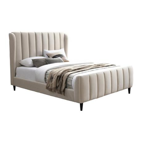 Vente-unique Lit 140 x 190 cm - Tissu avec coutures verticales - Beige - CASAGOTI  