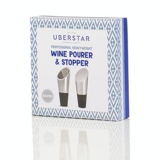 Uberstar Weinausgiesser & Weinstopper 2er Set Silber  