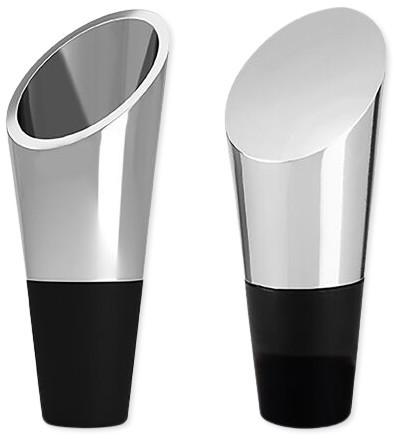 Uberstar Weinausgiesser & Weinstopper 2er Set Silber  